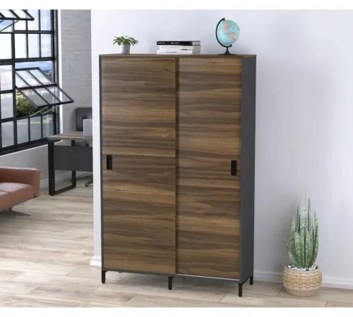 Шкаф офисный раздвижной LS-1200-1900 — антрацит, MSMLOFT.