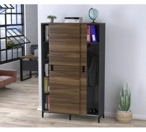 Шкаф офисный раздвижной LS-1200-1900 — антрацит, MSMLOFT.