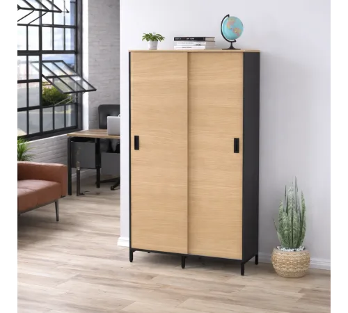 Шкаф офисный раздвижной LS-1200-1900 — антрацит, MSMLOFT.