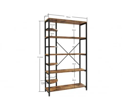 Стеллаж Roan Etagere – 5 больших + 4 секторных полки, 173,5×100×34 см.
