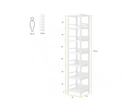 Стеллаж Etagere 9 - 6 открытых полок, высота 190 см