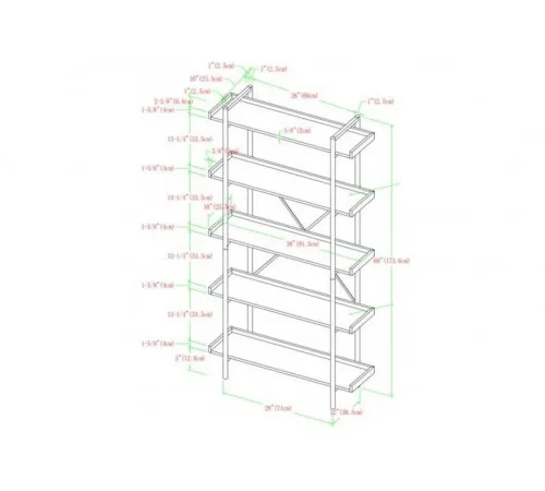 Стелаж Castellon Etagere — стильний та місткий, 173,6×66×30,5 см