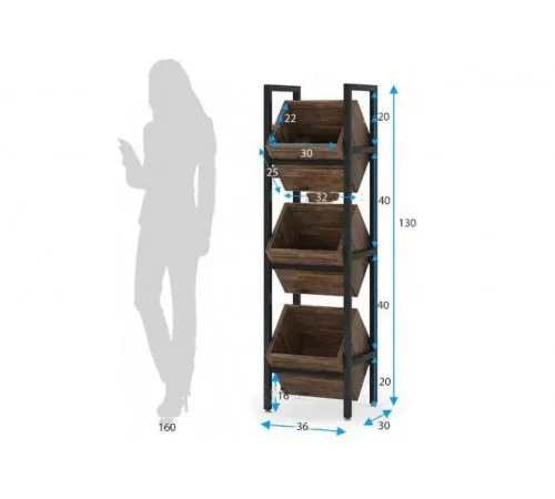 Стелаж   "Барель" для напоїв  — 130×36×30 см, 3 полиці