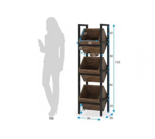 Стелаж "Барель"  для напоїв  — 130×36×30 см, 3 полиці