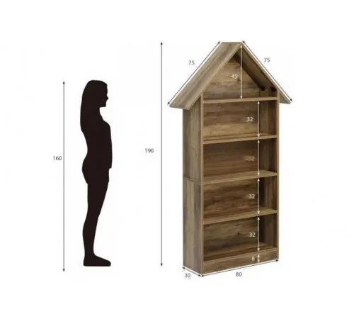 Дизайнерський 5-ярусний стелаж — 200×80×30 см, арковий стиль