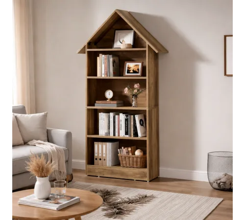Дизайнерський 5-ярусний стелаж — 200×80×30 см, арковий стиль