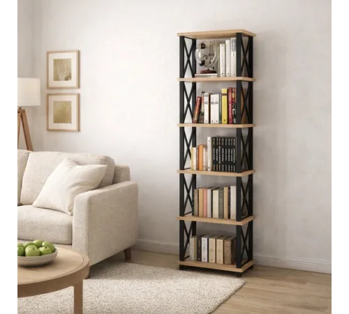 Стеллаж Ангара – 182×50×30 см, металлический каркас и ДСП.