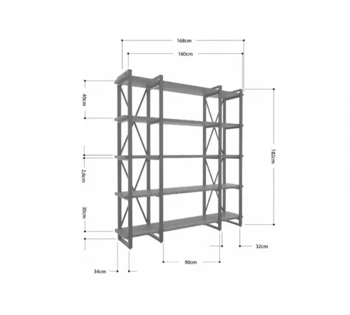 Стелаж Айсберг Лофт 160×182-4 v3 — великий стильний лофт стелаж