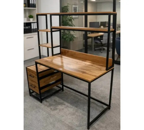 Письмовий стіл із 2 ящиками та полицями — MSMLOFT (154×140×55 см)