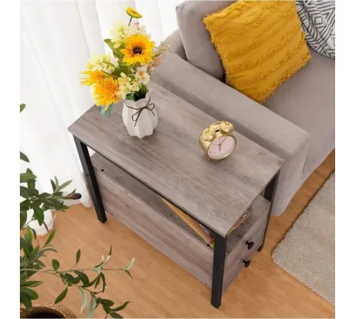 Стол с ящиком и открытой полкой MSMLOFT — 60×30×48 см