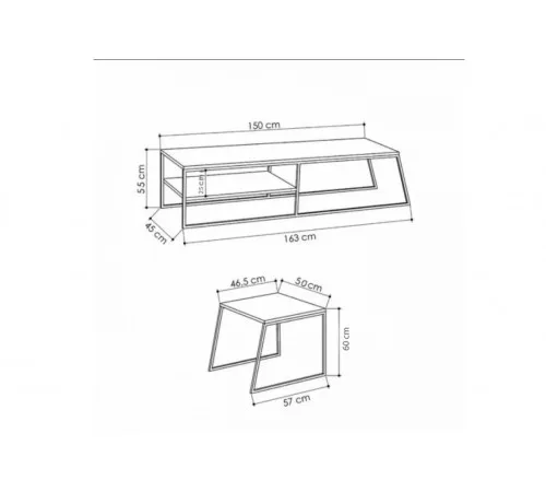 Тумба MSMLOFT 163 см + кофейный столик.