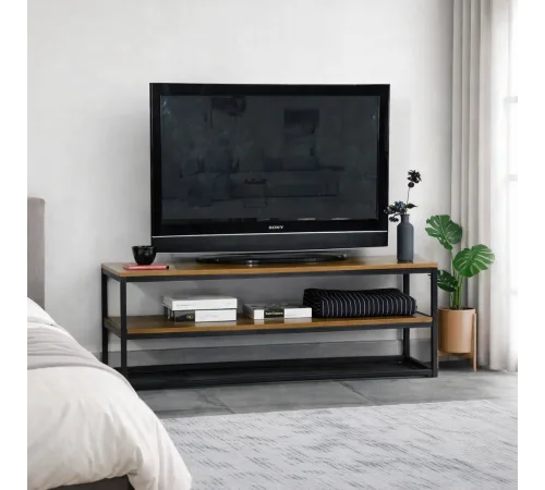 Тумба под телевизор MSMLOFT 120 см — металлическая, 2 полки.