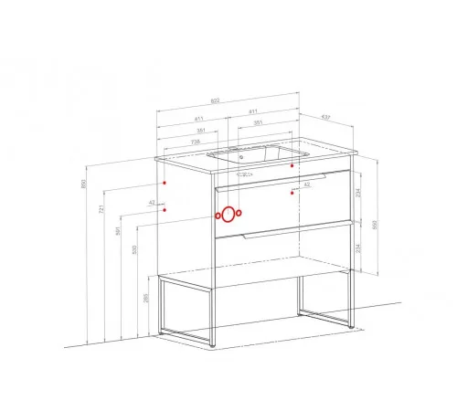 Тумбочка Loft-Iron со столешницей 65×55×43