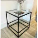 Журнальный столик Aria Glass Metal – стеклянный черный, 50×50×55 см
