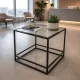 Журнальный столик Aria Glass Metal – стеклянный черный, 50×50×55 см
