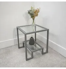 Журнальный столик Hudson Glass металлический, серый