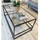 Журнальний столик Aria Glass Metal – чорний, скло + метал, 110×60×45 см