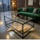 Журнальний столик Aria Glass Metal – чорний, скло + метал, 110×60×45 см