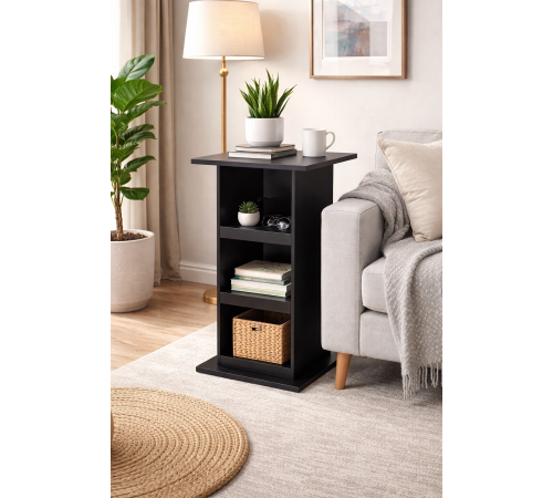 Барный стол с местом хранения, черный