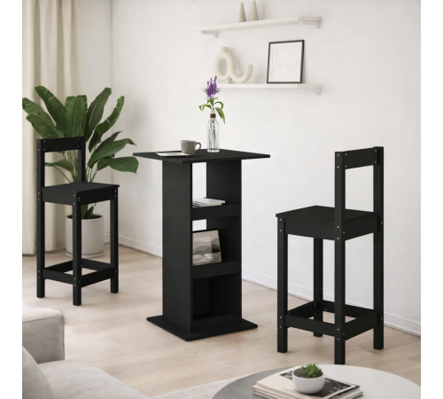 Барный стол с местом хранения, черный