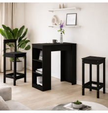 Барный стол с полками черного цвета