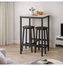 Барный стол с металлическим каркасом. Небольшой кухонный стол, высокий паб-стол для гостиной.