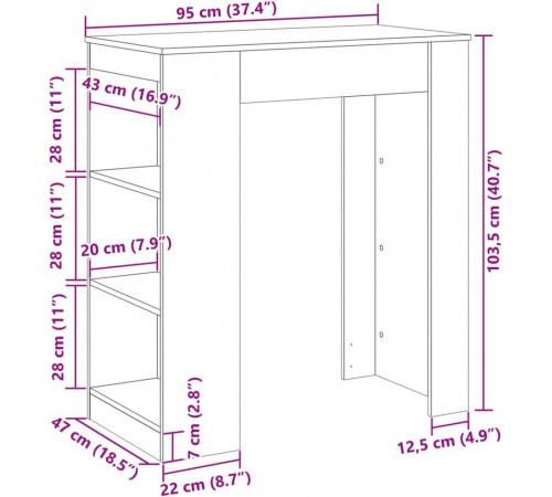 Барный стол с полками черного цвета