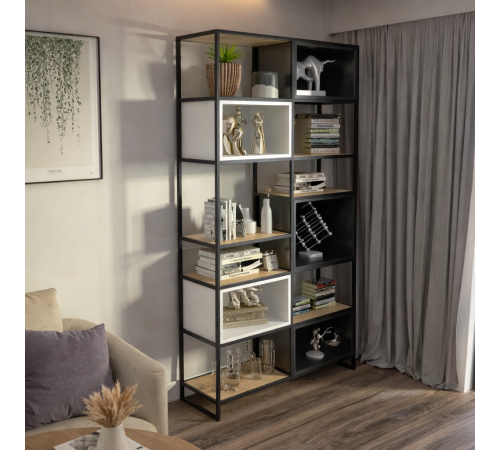 Стеллаж MSMLOFT – большой металлический стеллаж 5+ полок (220×120×40 см)