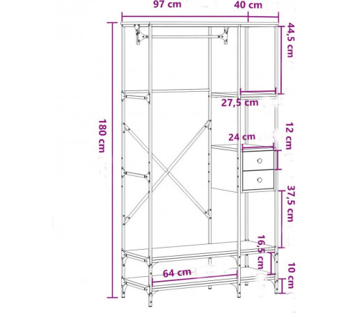 Вешалка для одежды, дуб сонома