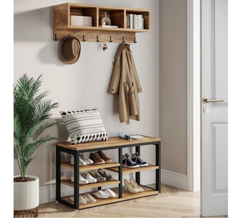 Вешалка для одежды 5 В 1 с настенной полкой