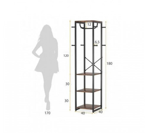 Вешалка для одежды с 4 полками и 8 крючками