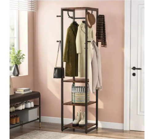 Вешалка для одежды с 4 полками и 8 крючками