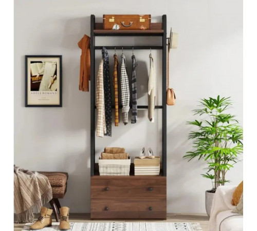 Вешалка для одежды с ящиками, крючками и полками