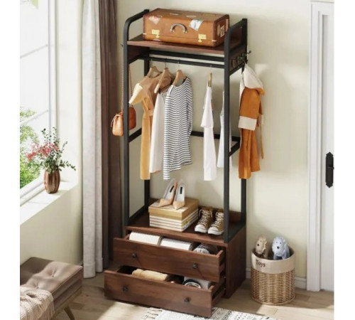 Вешалка для одежды с ящиками, крючками и полками