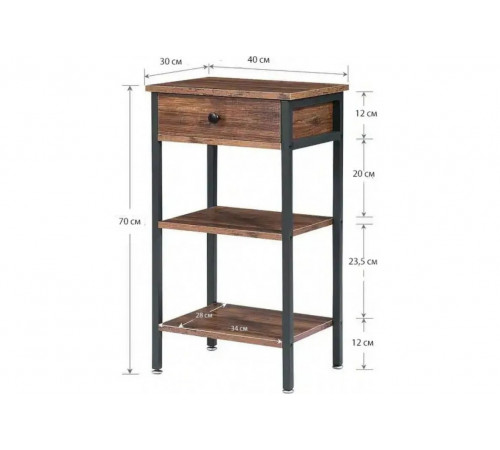 Высокий столик VECELO – 70×40×30 см, металлический каркас.