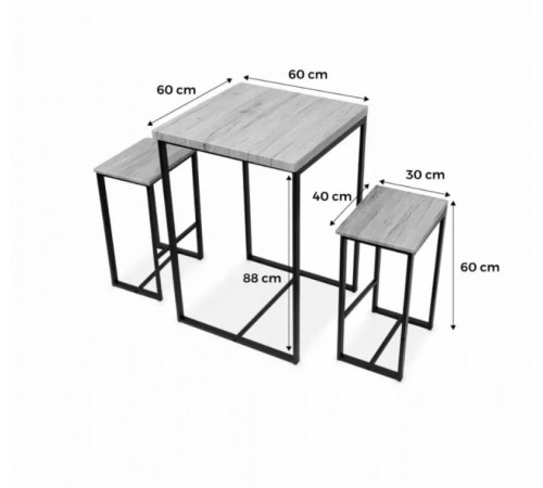 Высокий стол с 2 барными стульями