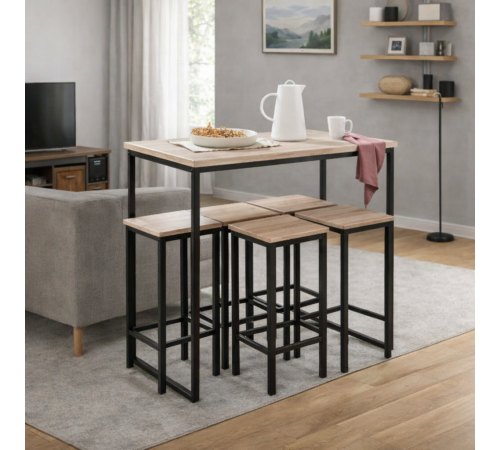 Высокий стол с 4 барными стульями