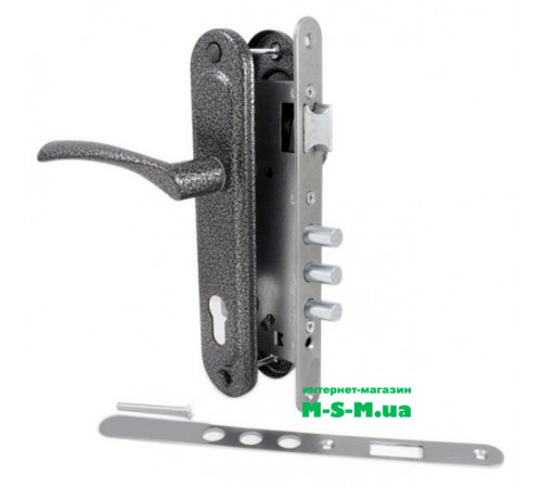 Врезной замок Арико ЗВ-7 с ручкой серебряный антик без цилиндра