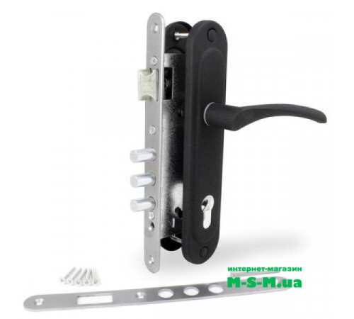 Врізний замок Аріко ЗВ-7 із чорною ручкою без циліндра