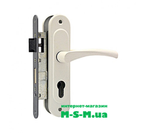 Врезной замок Арико ЗВ4-У корпус с белой ручкой без цилиндра