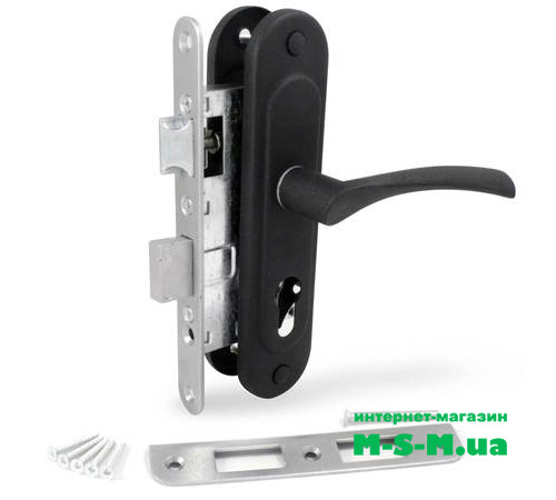 Врізний замок Аріко ЗВ4-У корпус із чорною ручкою без циліндра
