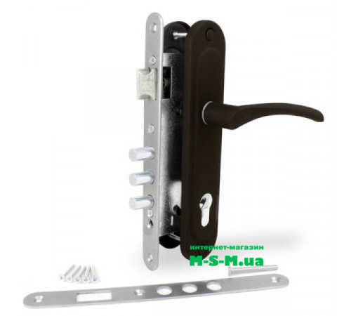 Врезной замок Арико ЗВ-7 с коричневой ручкой без цилиндра