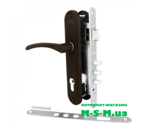 Врезной замок Арико ЗВ-7 с коричневой ручкой без цилиндра