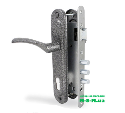 Врізний замок Аріко ЗВ-7 з ручкою срібний антик без циліндра