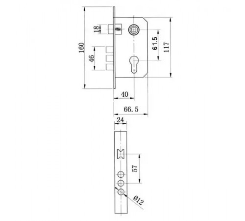 Врезной замок у двери IMPERIAL 9011 SR-3R PB