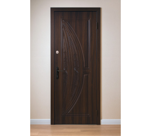 Входная дверь Вулкан орех — МДФ накладки, два замка, современный стиль