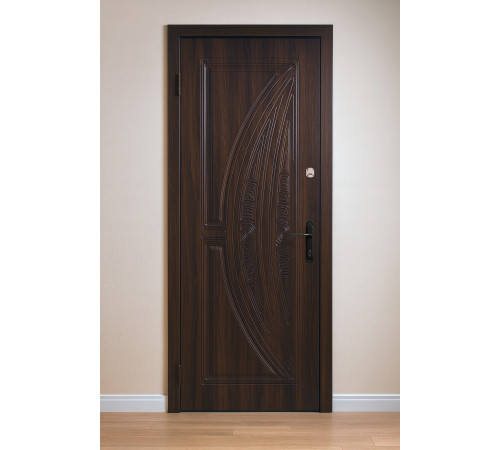Входная дверь Вулкан орех — МДФ накладки, два замка, современный стиль