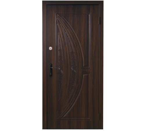 Вхідні двері Вулкан горіх — МДФ накладки, два замки, сучасний стиль