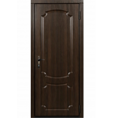 Вхідні металеві двері темний горіх з МДФ накладкою та фрезеруванням