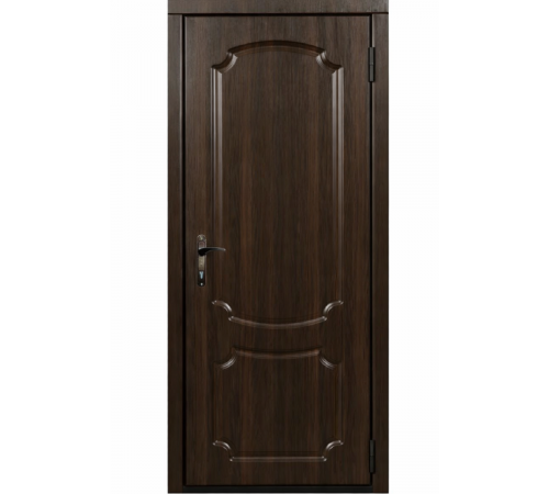 Вхідні металеві двері темний горіх з МДФ накладкою та фрезеруванням